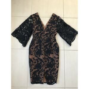 Ministry of Style Plunge Lace Bodycon Midi Sheath Dress